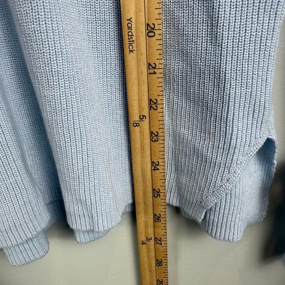 French Connection Caballo Sweater Women XS Blue Lace Arm Panel Boho Coquette - Picture 10 of 10